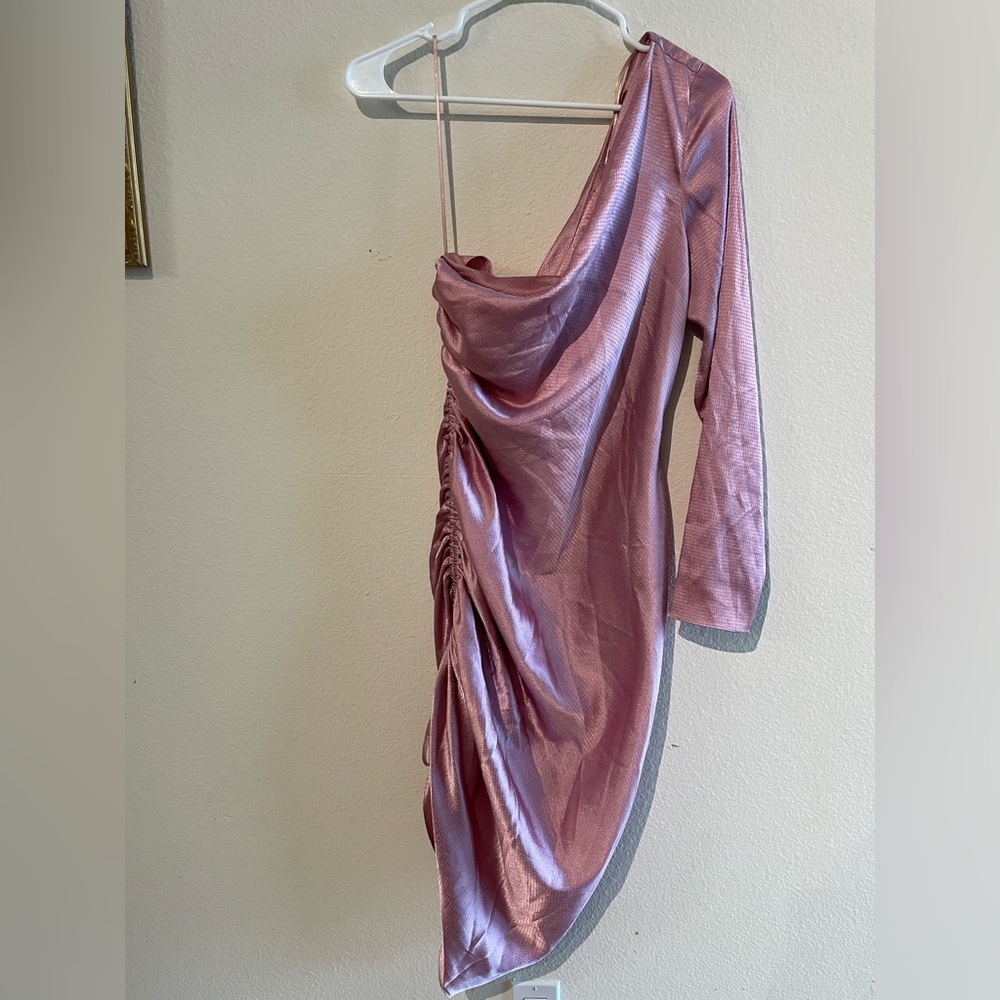 Topshop - pink silks one shoulder dress